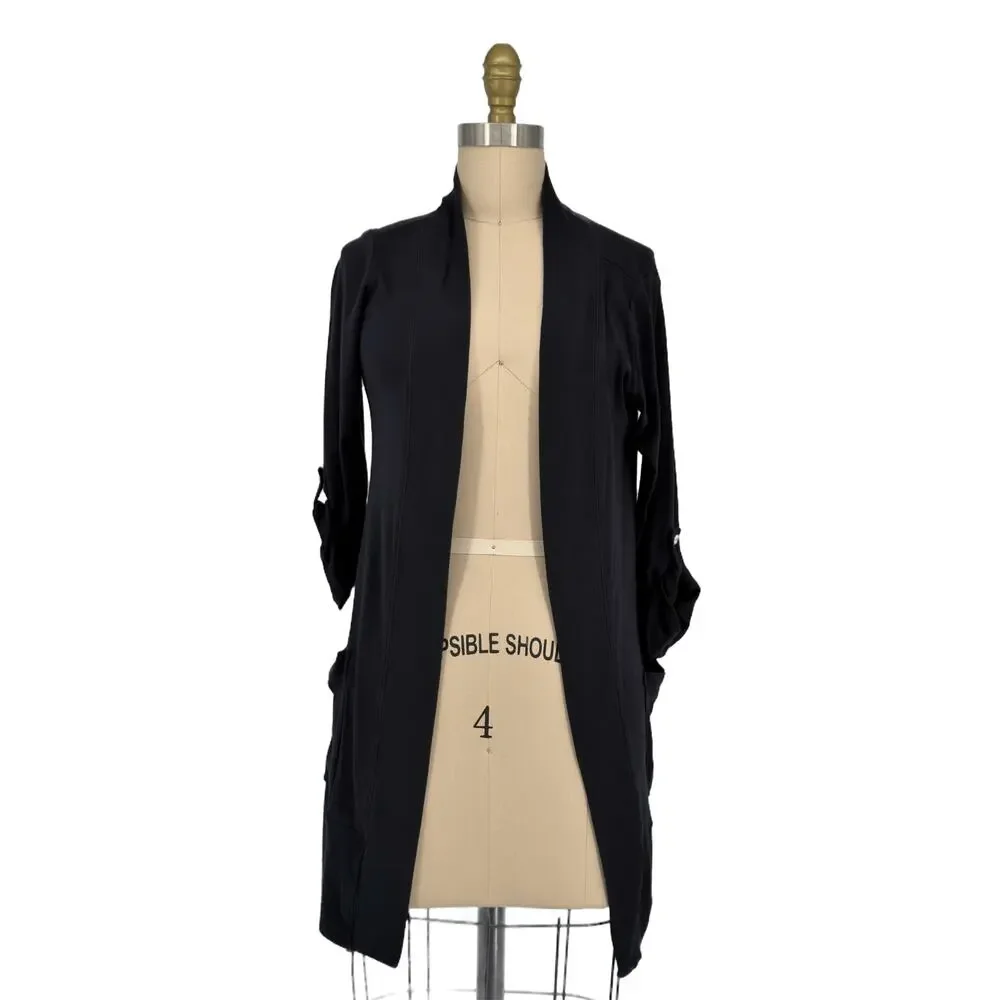 Splendid Open Front Roll Tab Sleeve Longline Cardigan size XS Pima Cotton Modal